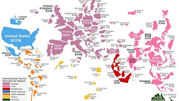Turizm gelirleri dünya haritasına yansıdı. İlk sırada ABD yer alırken, Türkiye... 