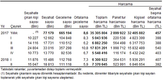 Bu çeyrekte seyahate çıkanların sadece yüzde 8.1'i otellerde konakladı.
