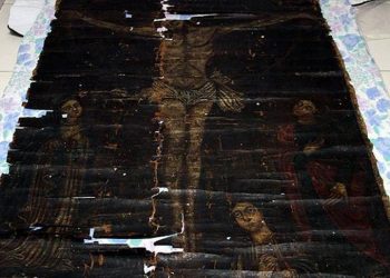 13th-century painting of Jesus under protection