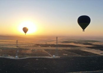 Hot air balloons dot Gobeklitepe’s skies