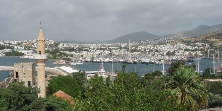 Bodrum harbour with the castle on the headland