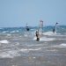 Greek Islands in August: the Meltemi, the Heat and Your Ferry 15 Windsurfers on a choppy Aegean shore