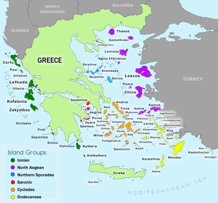 Yunan Adaları Haritası Türkçe