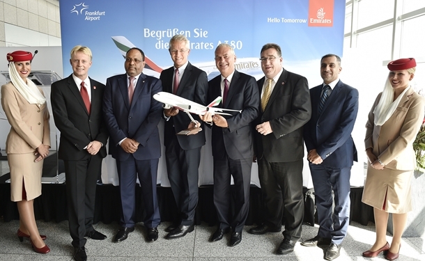 Emirates A380 arrives in Frankfurt