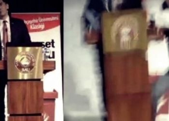 Sinan Oğan’a Bahçeşehir Üniversitesi’nde saldırı! İşte o anlar (Video)