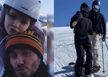 Victoria ve David Beckham çifti Saint Gervais'te kayağa doydu!